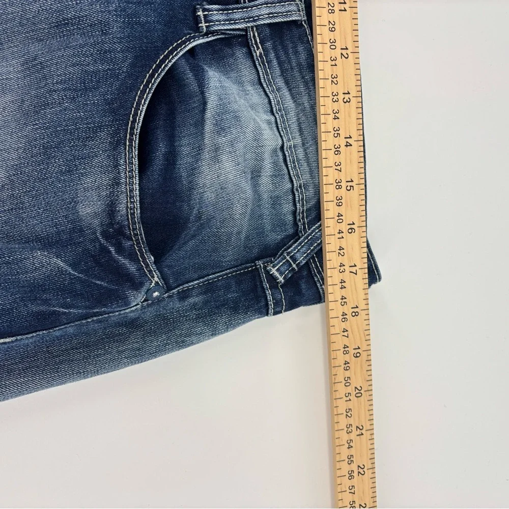 The Fresh Brand JEFF Jeans Mens 34x32 Distressed Straight Blue‎ Denim Camo Lined